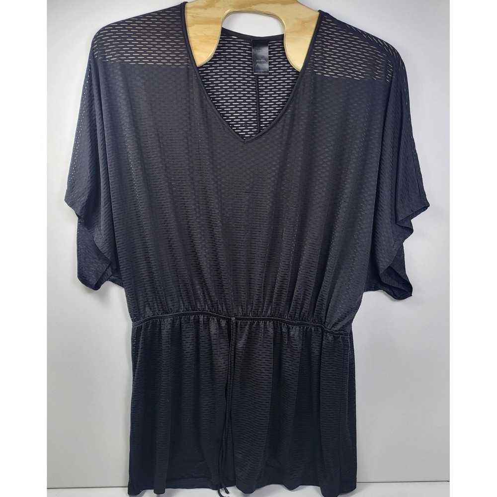 Catalina Swimsuit Cover Up 3XLT 22-24 V Neck Drawstring Waist Beach Resort Black